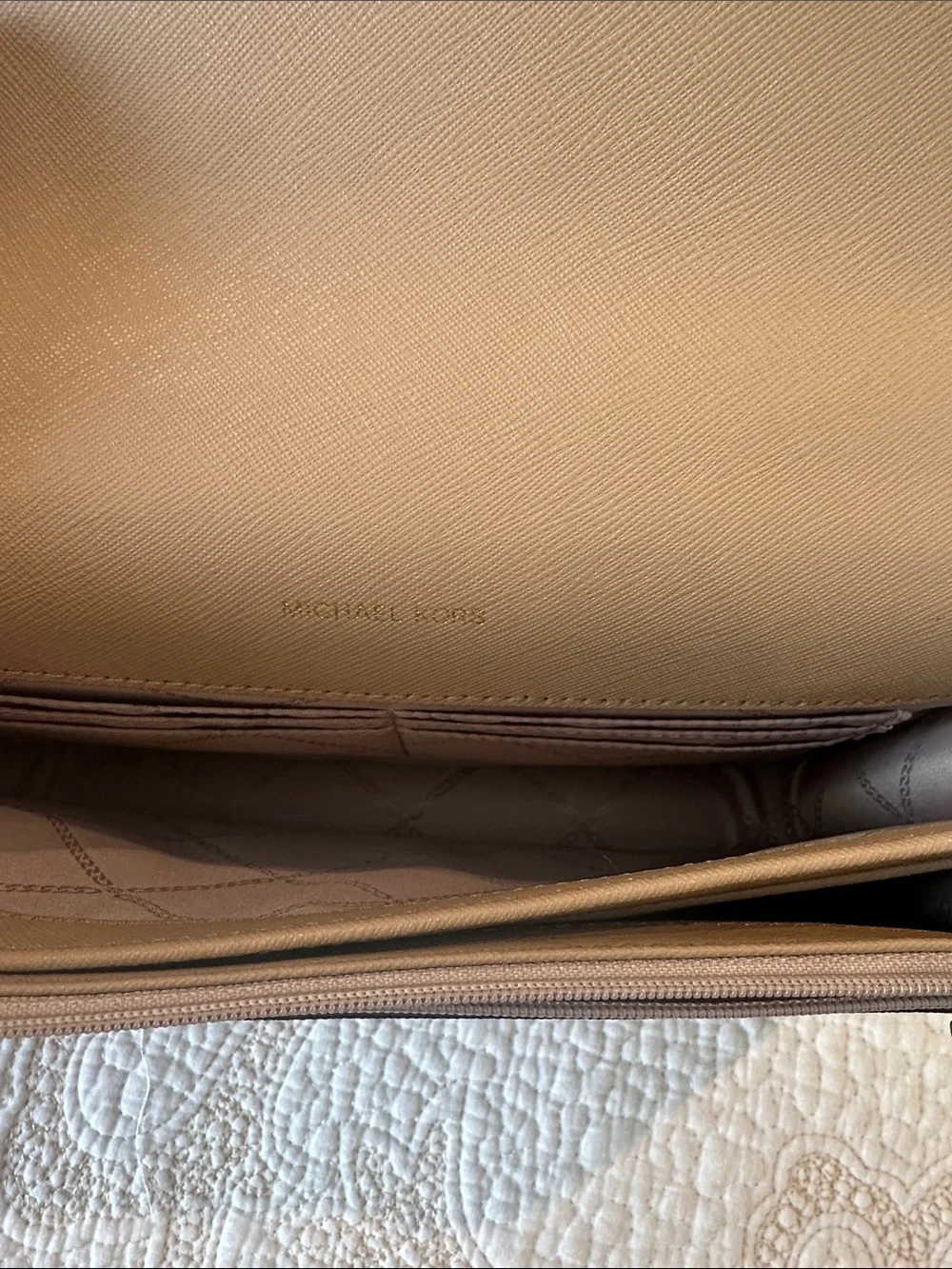 Michael Kors Beige/Tan Saffiano Leather Crossbody Bag